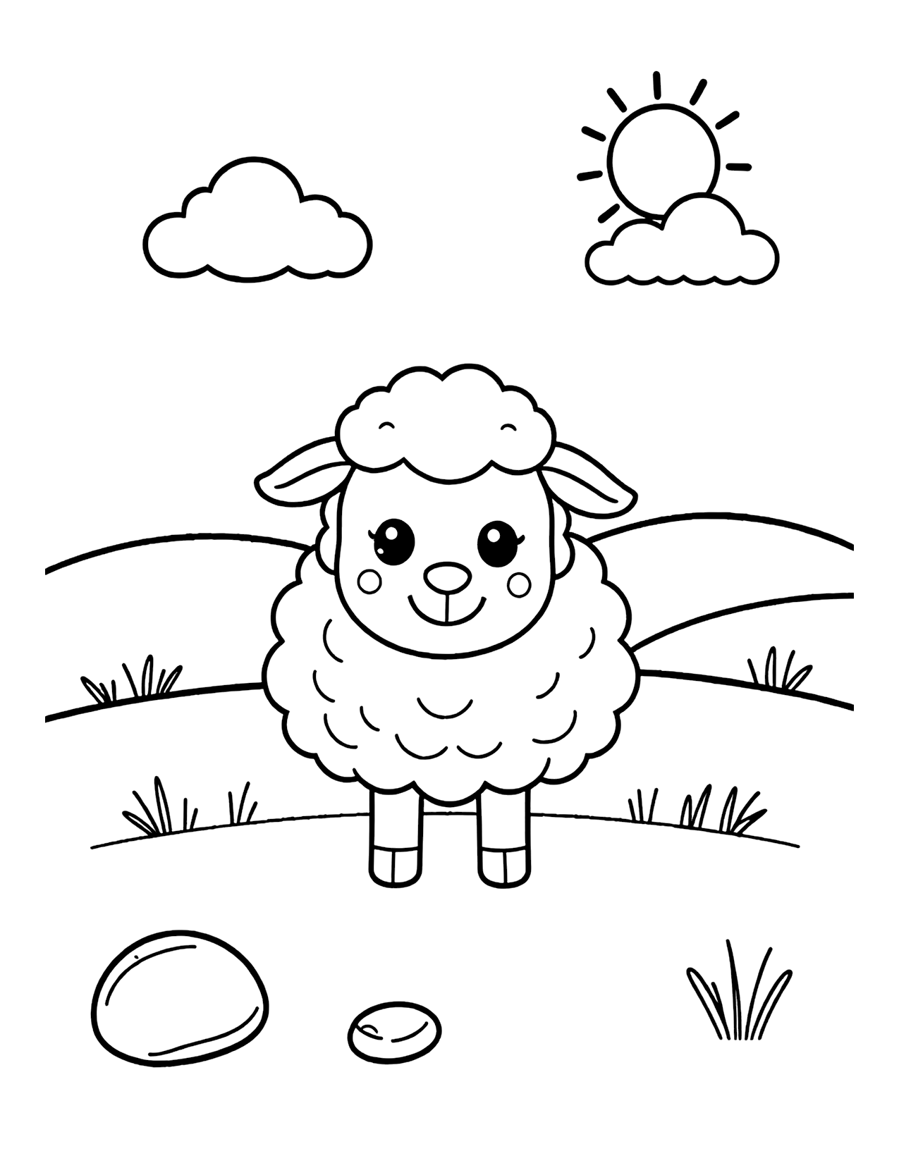 Big Fluffy Sheep coloring page