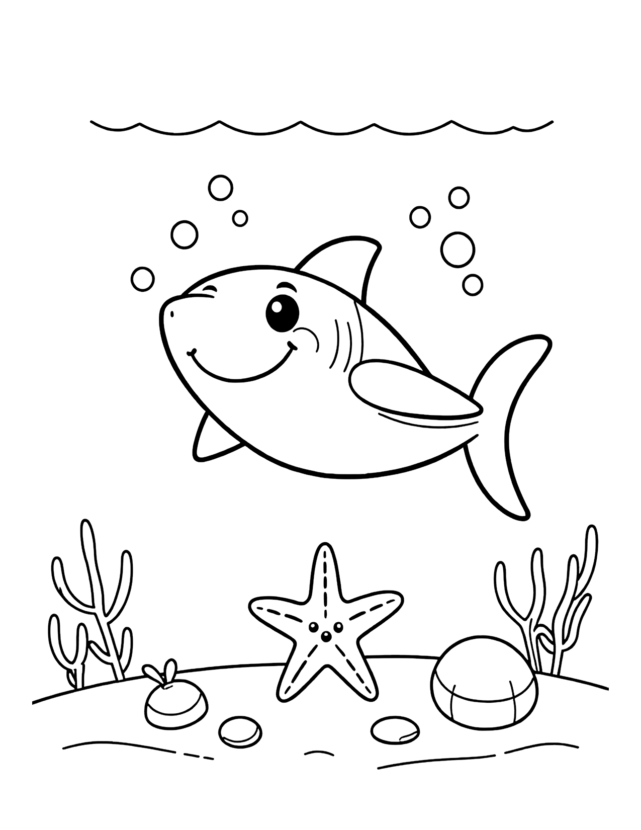Friendly Ocean Shark coloring page
