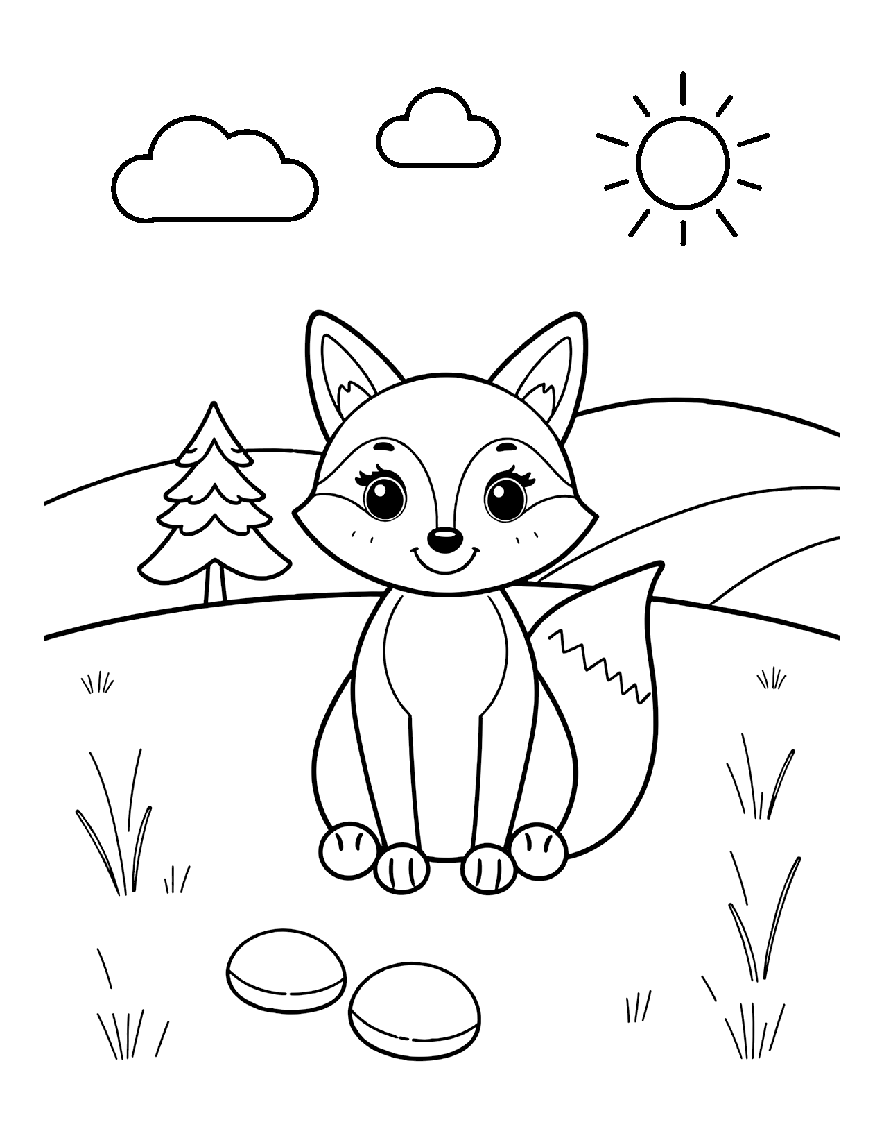 Woodland Fox coloring page